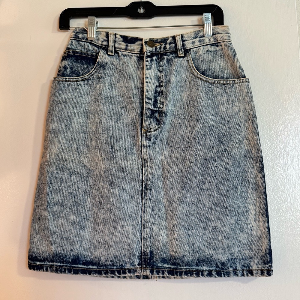 Vintage 80s Georges Marciano Acid Wash Denim Skirt